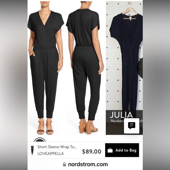Loveappella Short Sleeve Wrap Top Jumpsuit - Picture 10 of 12